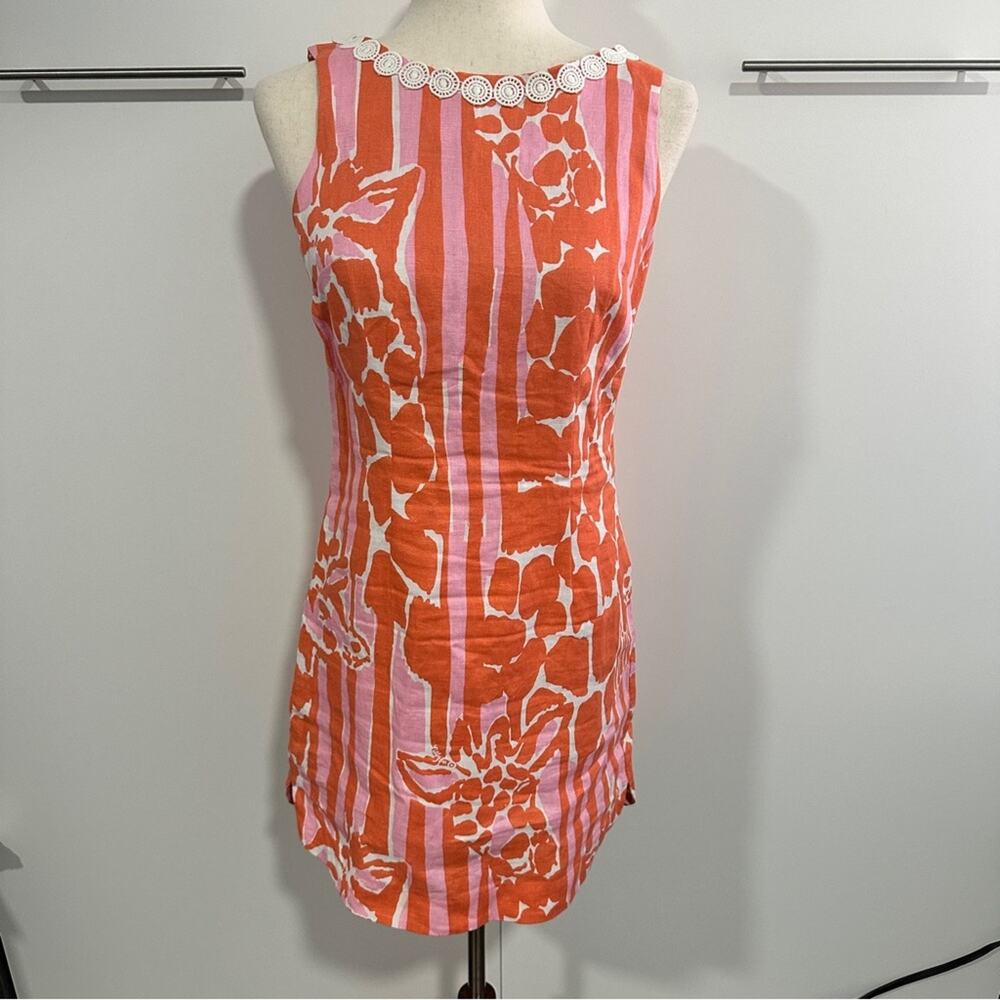 Lilly Pulitzer Size 4 Dress Summer Orange Pink Chic Coastal Resort Beach Pool - Picture 4 of 16
